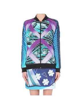 Adidas x Mary Katrantzou Multicolor Abstract Printed Jersey Bomber Jacket Small